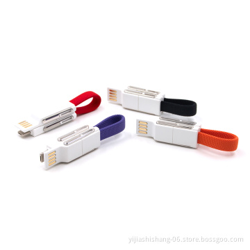 Yijiashishang Promotional Gift New Item Cloth Material Keychain 3A Fast Charging 6 in 1 Magnetic USB Data Cable